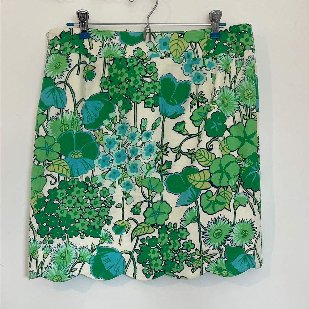 Talbots Green and Teal Floral Mini Skirt